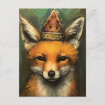 Hermoso zorro rojo en un fondo verde de la corona