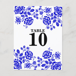 Postal Hermosos asientos de mesa azul real florals