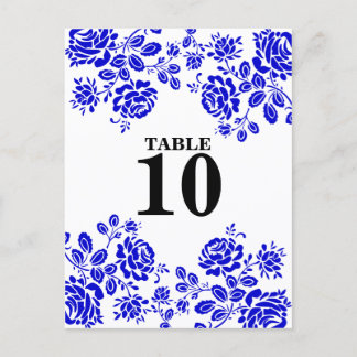 Postal Hermosos asientos de mesa azul real florals