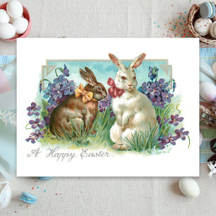 Postal Hermosos conejitos de Pascua con arcos