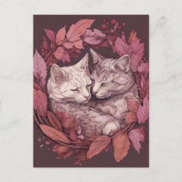 Postal Hermosos Gatos Durmientes