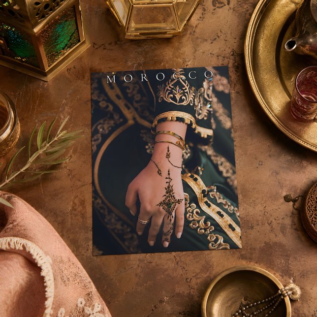 Postal Hermosos Patrones de Henna Marruecos Marrakech (Morocco's Henna Postcard. )