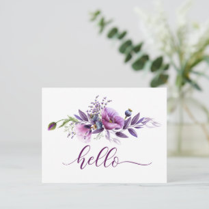 Postal Hermosos Poppies Púrpura "Hola"