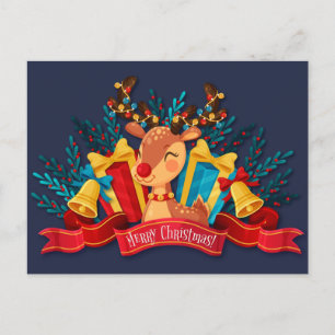 Postal Hermosos renos Navidades