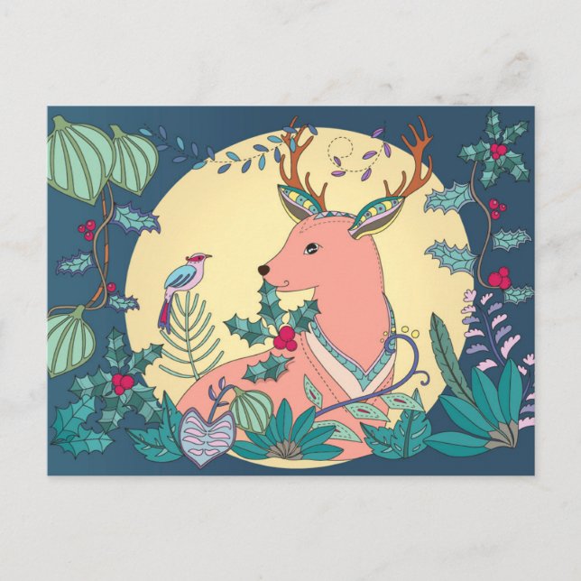 Postal Hermosos renos Navidades (Anverso)