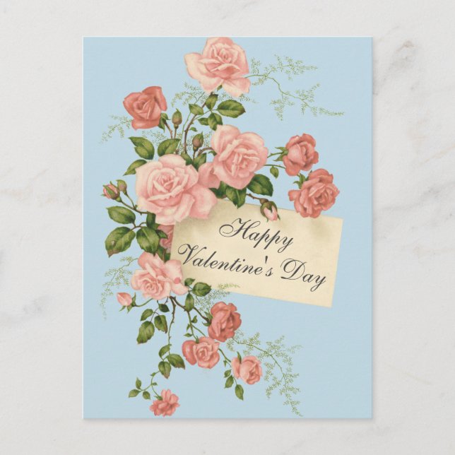 Postal Hermosos Rosas de la época feliz Día de San Valent (Anverso)