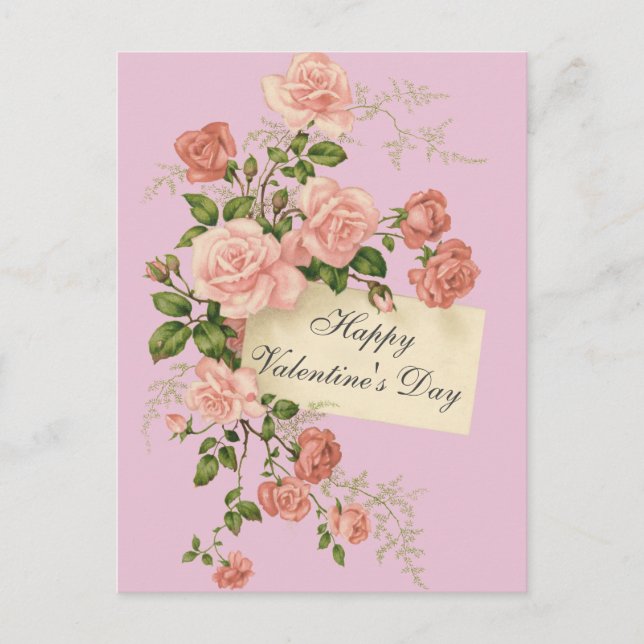 Postal Hermosos Rosas de la época feliz Día de San Valent (Anverso)
