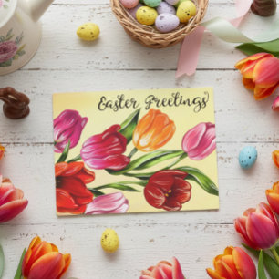Postal Hermosos Tulipanes De La Pascua De Primavera