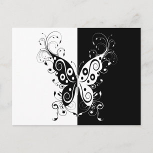 Postal Hermosos y elegantes remolinos de mariposas en bla