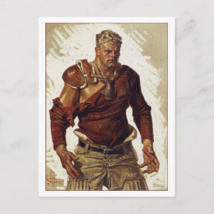 Postal Héroe del fútbol por Leyendecker