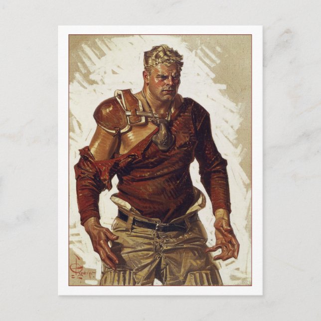 Postal Héroe del fútbol por Leyendecker (Anverso)