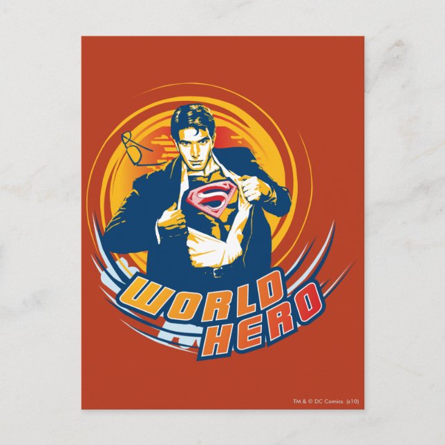 Postal Héroe del Mundo Superman (Anverso)