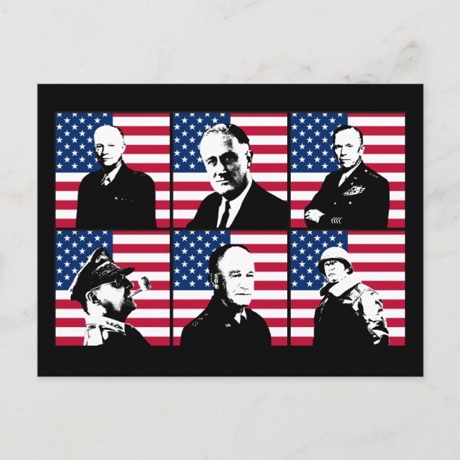 Postal Héroes de la Segunda Guerra Mundial y la bandera e (Anverso)