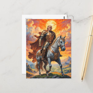 Postal Heroico guerrero Trump en armería dorada
