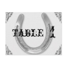 Herradura plateada en número de tabla Boda blanco