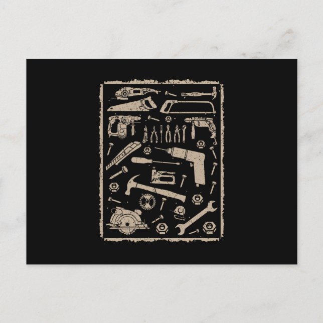 Postal Herramientas con vintage de cuadro (Anverso)
