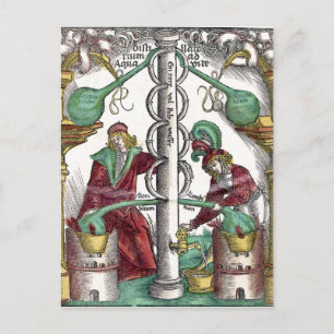 Postal Herramientas de alquimia coloreadas a mano
