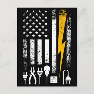 Postal Herramientas de electricista de línea de bandera e