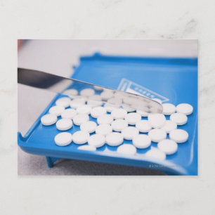 Postal Herramientas de farmacia, pastillas, medicación