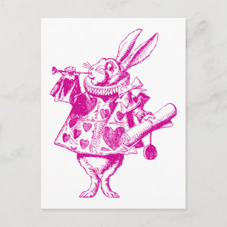 Postal Herrera de conejo blanco con tinta rosada