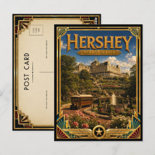 Postal Hershey Pennsylvania Arte Deco Vintage Edad Dorada