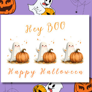 Postal Hey BOO Fantasma Calabaza Halloween