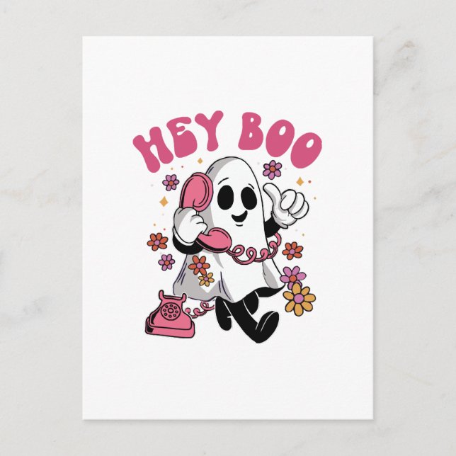 Postal Hey Boo - Groovy Ghost Halloween (Anverso)