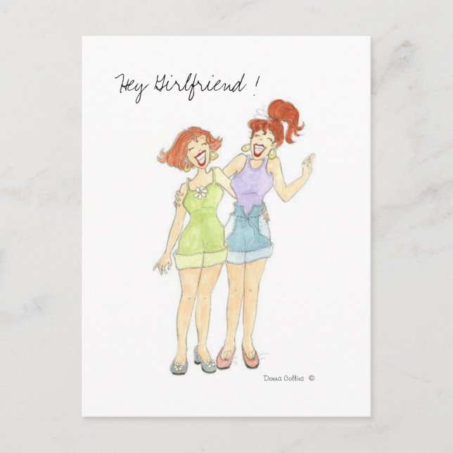 Postal Hey Girlfriend Postcard (Anverso)