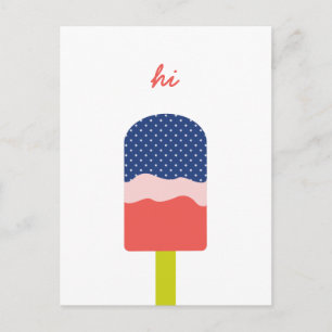 Postal Hi Popsicle en Blue Coral Fun Script Personalizado