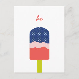 Postal Hi Popsicle en Blue Coral Fun Script Personalizado