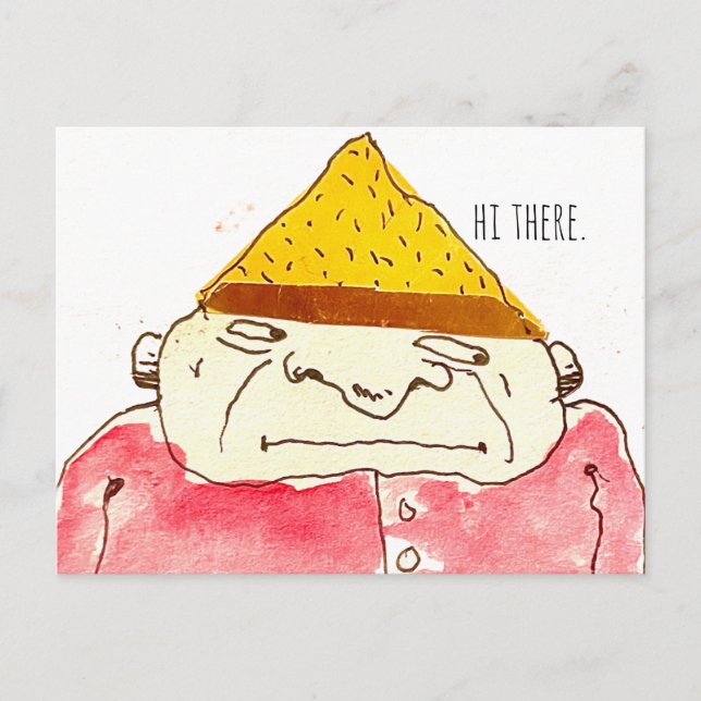 Postal Hi There Weird Strange Cartoon Guy  (Anverso)
