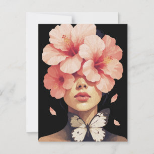 Postal Hibisco y Mariposa – Botánica Floral Moderna