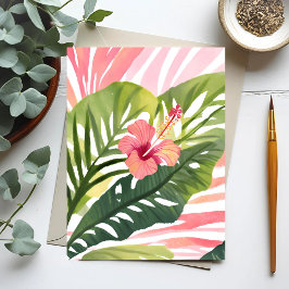 Postal Hibiscus Belleza | Flor Tropical Acuarela