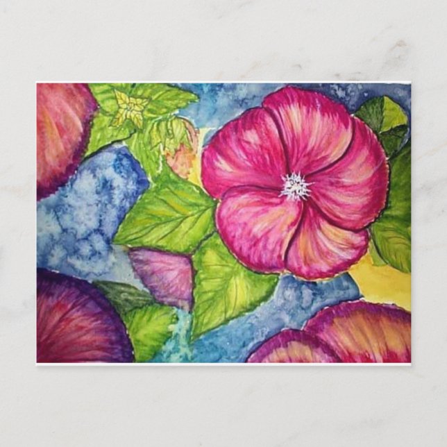 Postal Hibiscus Fantasy Watercolor (Anverso)