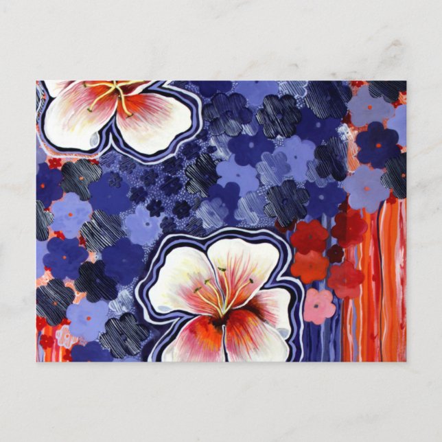 Postal Hibiscus Hawaiano Abstract Floral (Anverso)