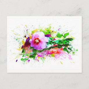 Postal Hibiscus, Hibiskus Flower - Watercolor Splash