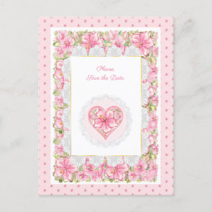 Postal Hibiscus & lace PINK