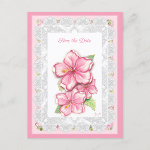 Postal Hibiscus & lace PINK