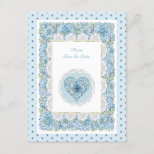 Postal Hibiscus & lace TURQUOISE