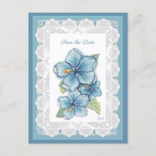 Postal Hibiscus & lace TURQUOISE