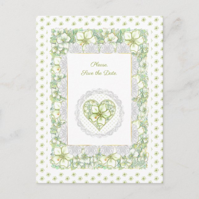 Postal Hibiscus & lace WHITE (Anverso)