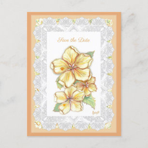 Postal Hibiscus & lace YELLOW