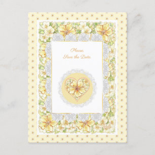 Postal Hibiscus & lace YELLOW