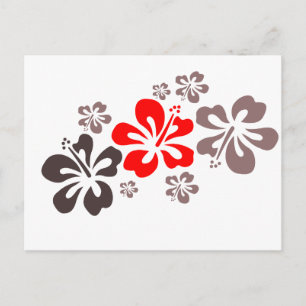 Postal Hibiscus rojo y gris