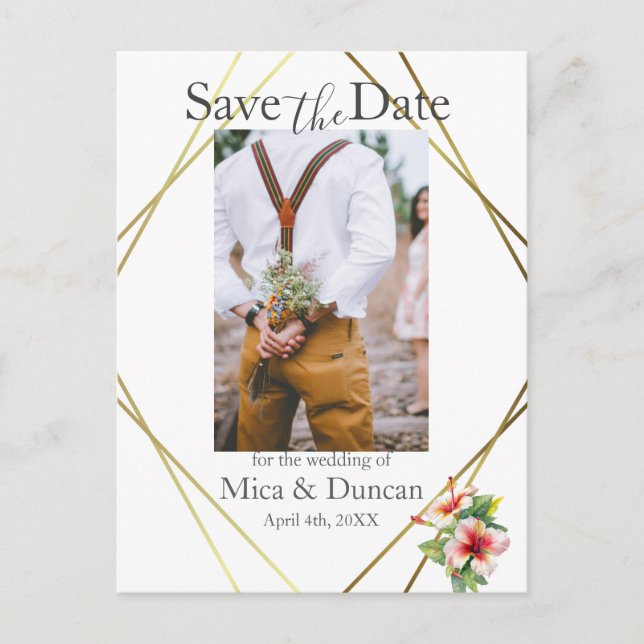 Postal Hibiscus tropical Salven el código QR de la foto d (Anverso)