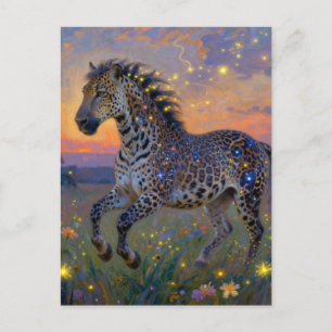 Postal Híbrido surrealista de leopardo y caballo