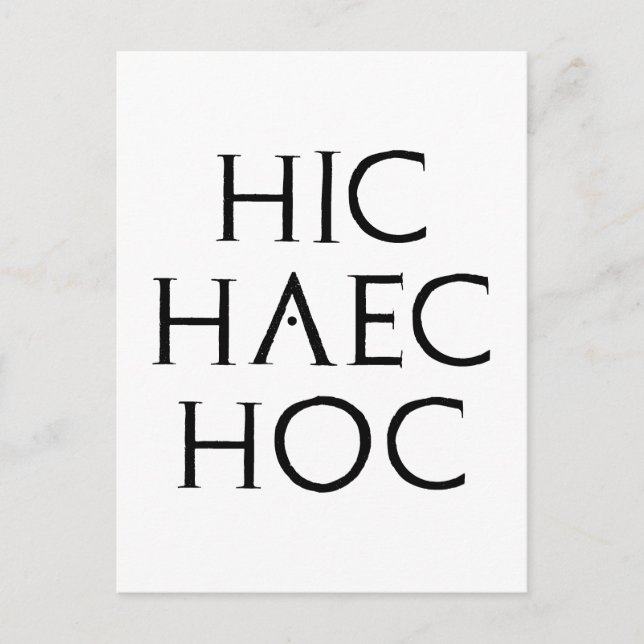 Postal hic haec hoc Latein latin (Anverso)