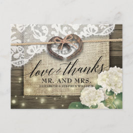 Postal Hidrangea en herradura Agradecimiento de boda camp