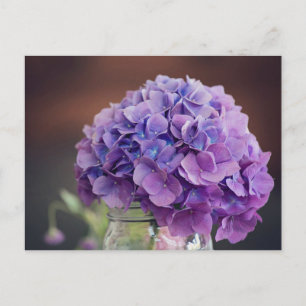 Postal Hidrangea púrpura en Mason Jar Photography