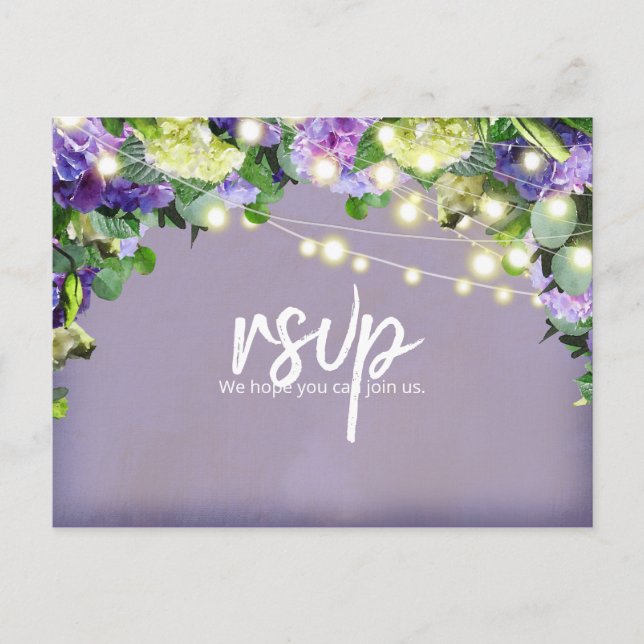 Postal Hidrangeas de marfil y púrpura | Púrpura RSVP (Anverso)